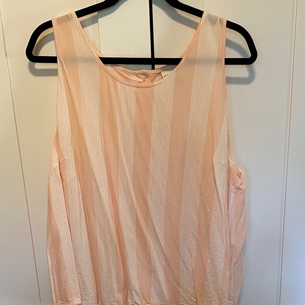 Peach and White Striped Women's Top